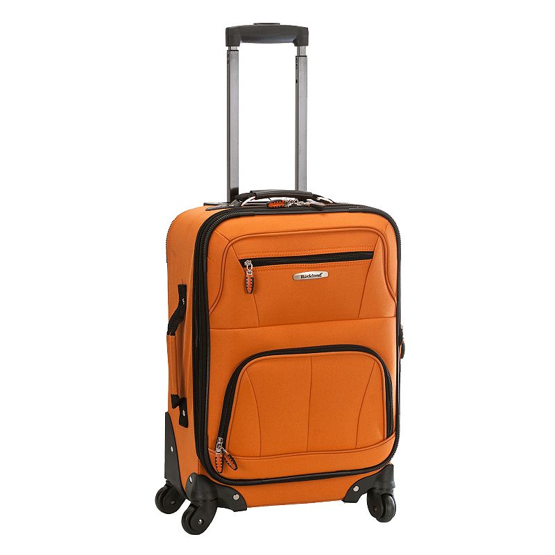 Rockland Pasadena Expandable Softside Carry On Spinner Suitcase - Orange