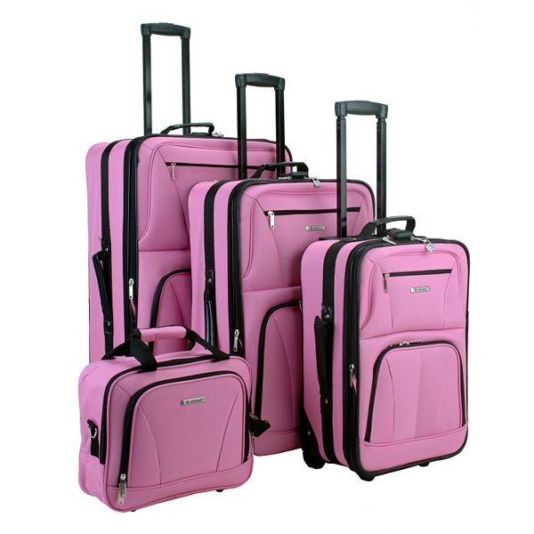 Rockland 4-Piece Wheeled Luggage Set - Pink
