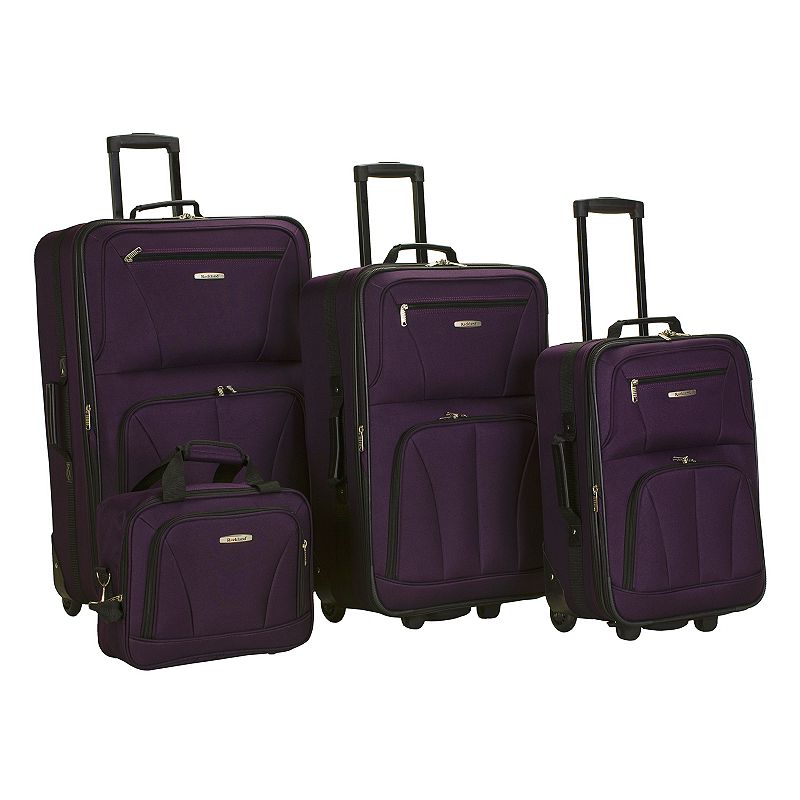Rockland 4-Piece Wheeled Luggage Set, Purple