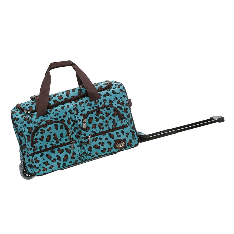 Rockland 22-Inch Rolling Duffel Bag, Blue Leopard