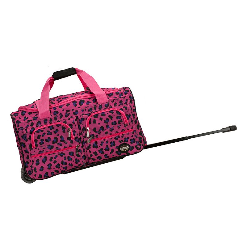 Rockland 22-Inch Rolling Duffel Bag, Pink Leopard