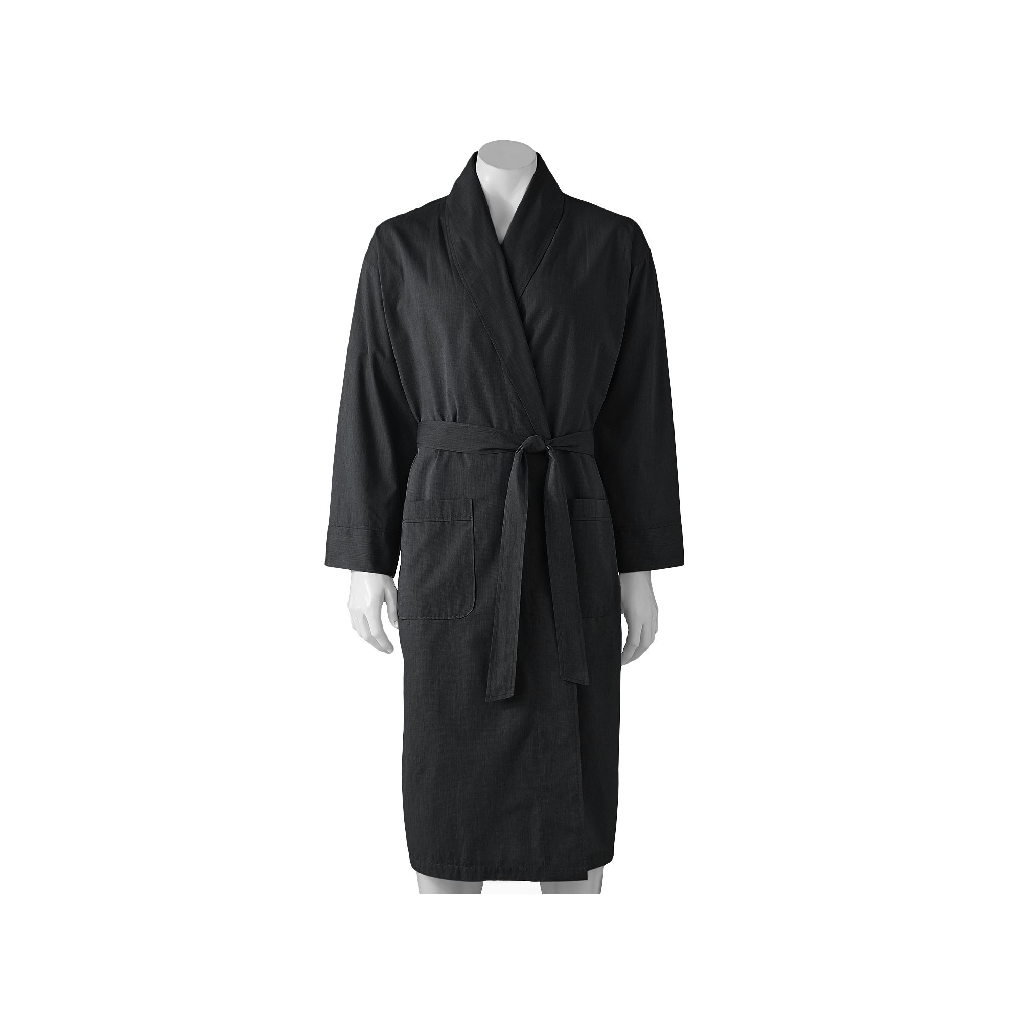 Mens Hanes® Lightweight Woven Shawl Robe, Size: Medium/Large, Black