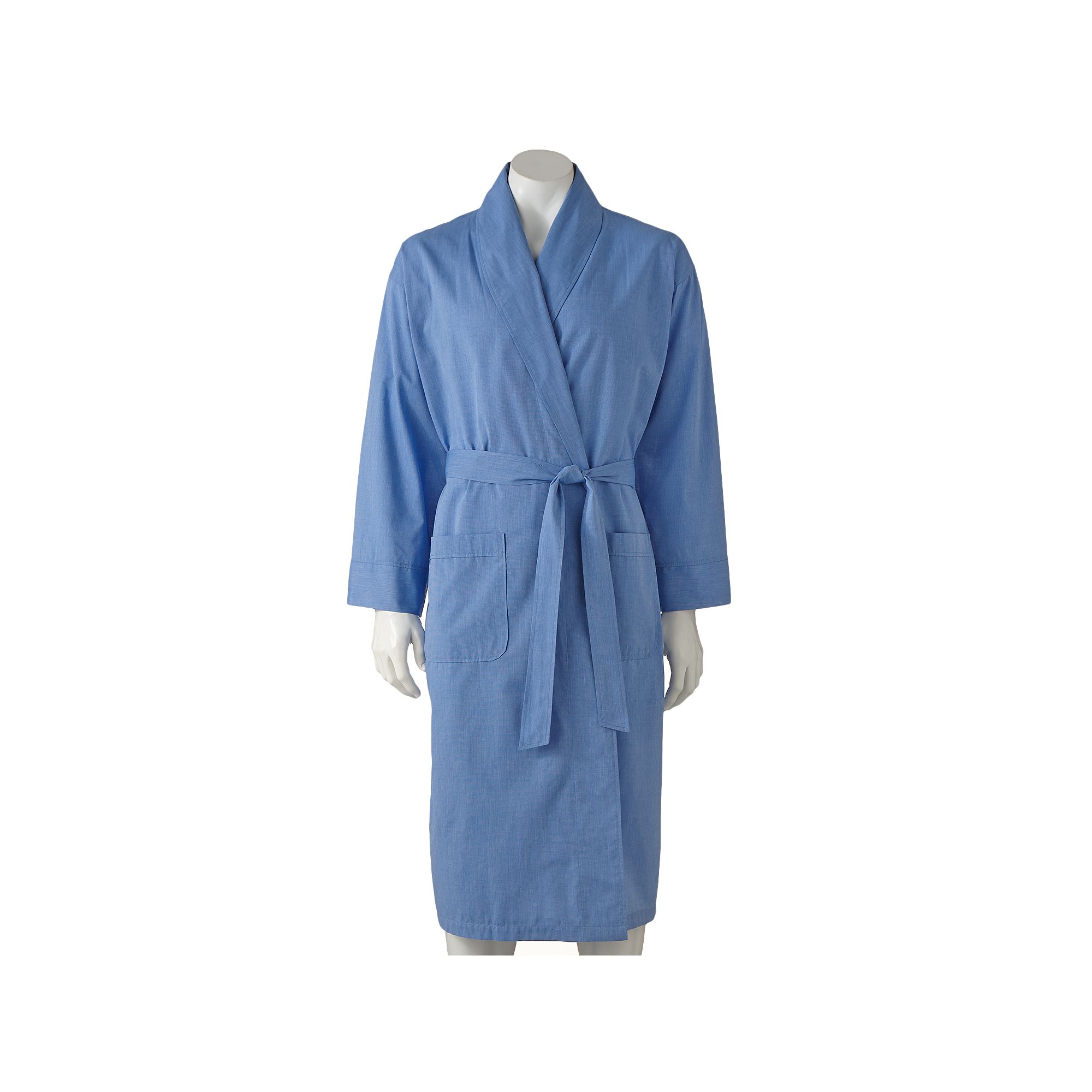 Mens Hanes® Lightweight Woven Shawl Robe, Size: Medium/Large, Blue