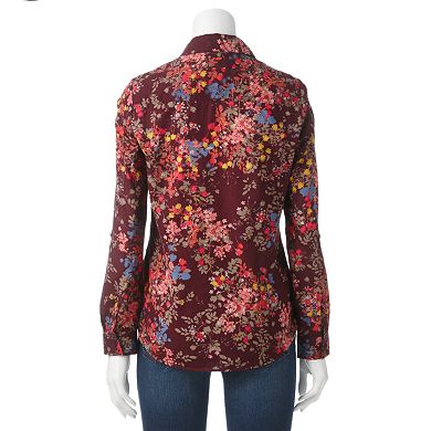 Croft & Barrow® Floral Roll-Tab Shirt - Women's