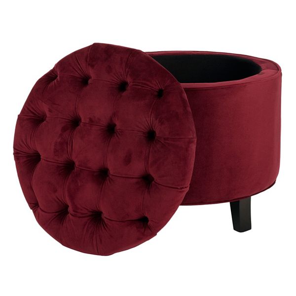 Red deals velvet ottoman