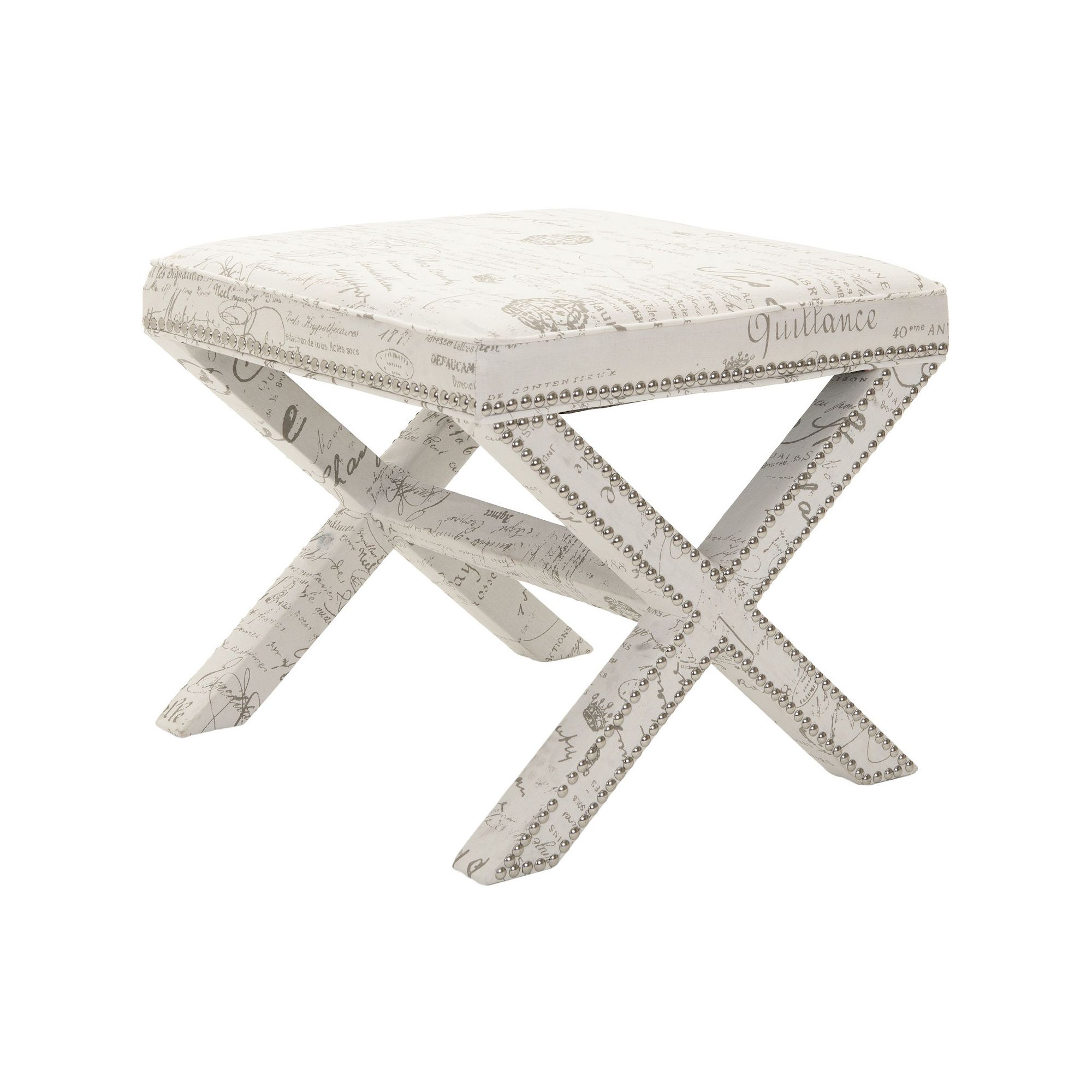 Safavieh Palmer X Base Ottoman, Eggshell