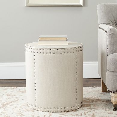 Safavieh Paula Linen Drum Ottoman
