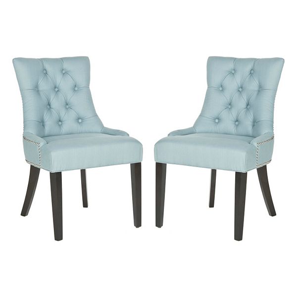 Safavieh 2 Pc Harlow Ring Chair Set, Light Blue Faux Leather Dining Chairs