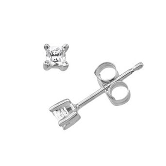 10k Gold 1/10 ct T.W. Princess Cut Diamond Stud Earrings