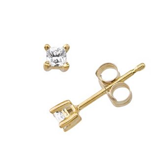 10k Gold 1/10 ct T.W. Princess Cut Diamond Stud Earrings