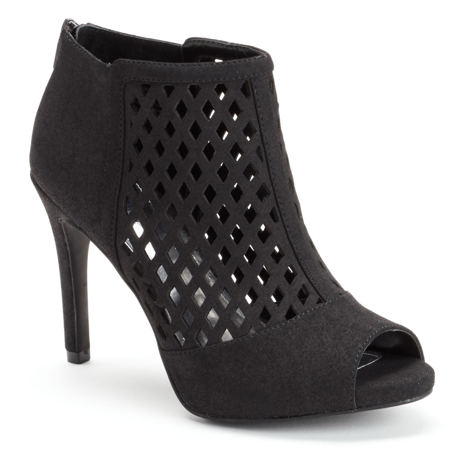 black cut out peep toe heels