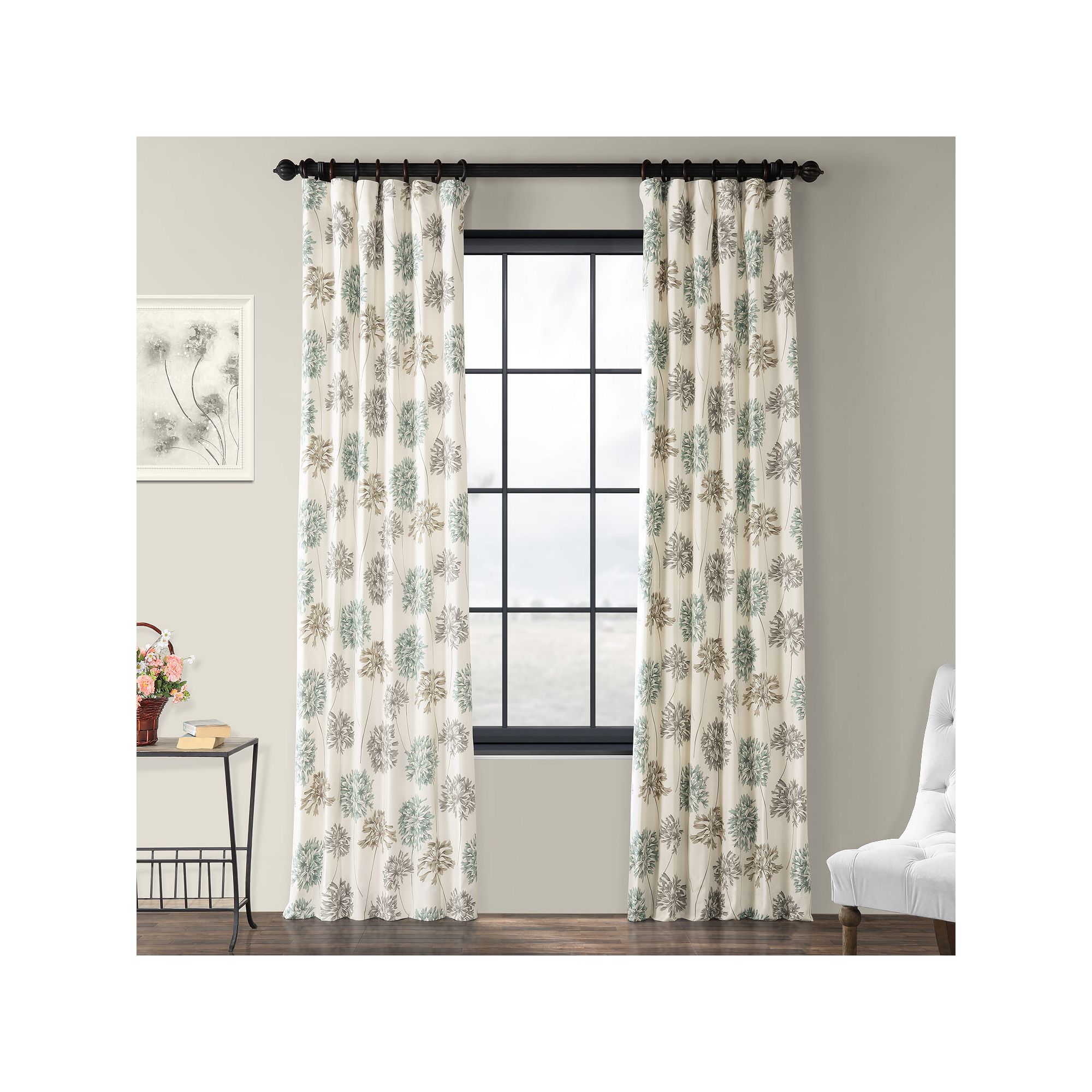 EFF 1-pack Allium Lined Window Curtain, Blue Gray