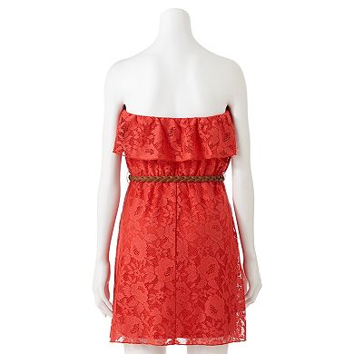 Juniors' Trixxi Lace Ruffle Dress