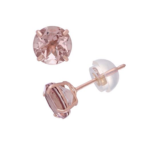 14k Rose Gold Simulated Doublet Stud Earrings