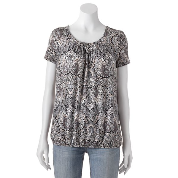 Croft & Barrow® Printed Pleated Top - Women's