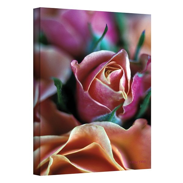 24'' x 16'' ''Mauve and Peach Roses'' Canvas Wall Art by Kathy Yates