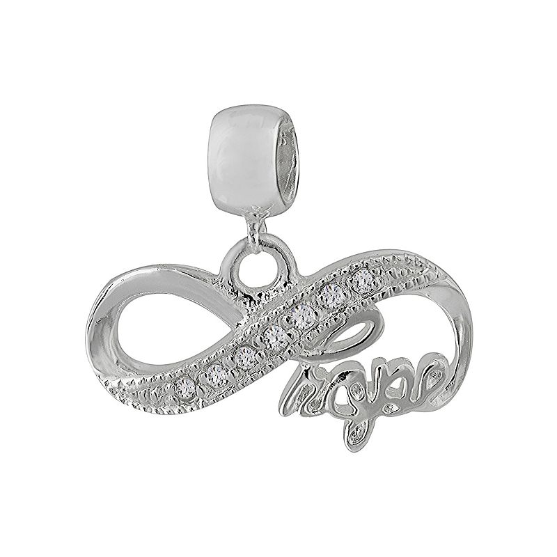 Individuality Beads Sterling Silver Cubic Zirconia Infinity Charm, Womens