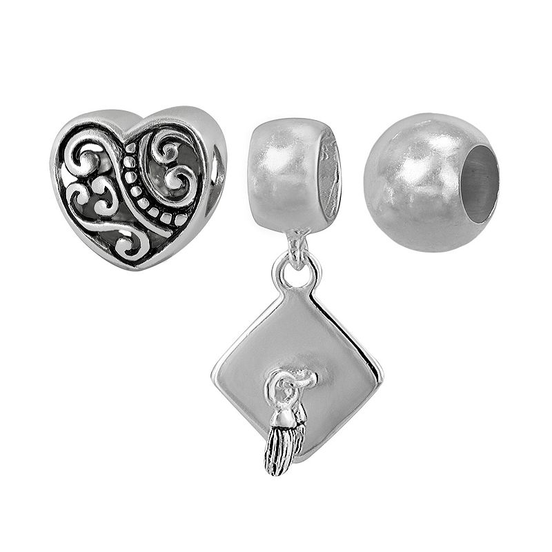 Individuality Beads Sterling Silver Heart and Graduation Bead and Charm Set - 95194244 - Jewelry Set Details:Watch the product video here. Includes sku 95194244