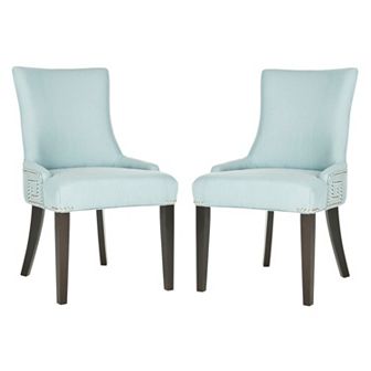Safavieh 2 pc Gretchen Blue Linen Side Chair Set
