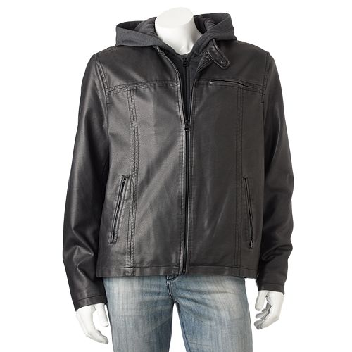 kohls hooded leather jacket