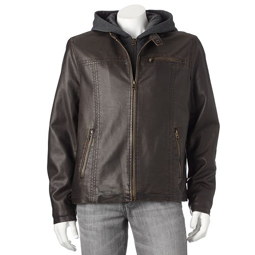 Levi's Faux-Leather Hooded Racer Jacket - Men