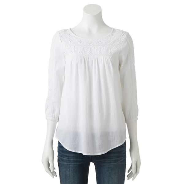 Sonoma Goods For Life® Gauze Peasant Top Women's