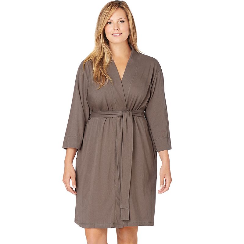 UPC 715445579744 product image for Jockey Modern Cotton Wrap Robe - Women's Plus Size, Size: 1X (Beige/Khaki) | upcitemdb.com