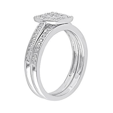 Diamond Halo Engagement Ring Set in Sterling Silver (1/4 ct. T.W.)