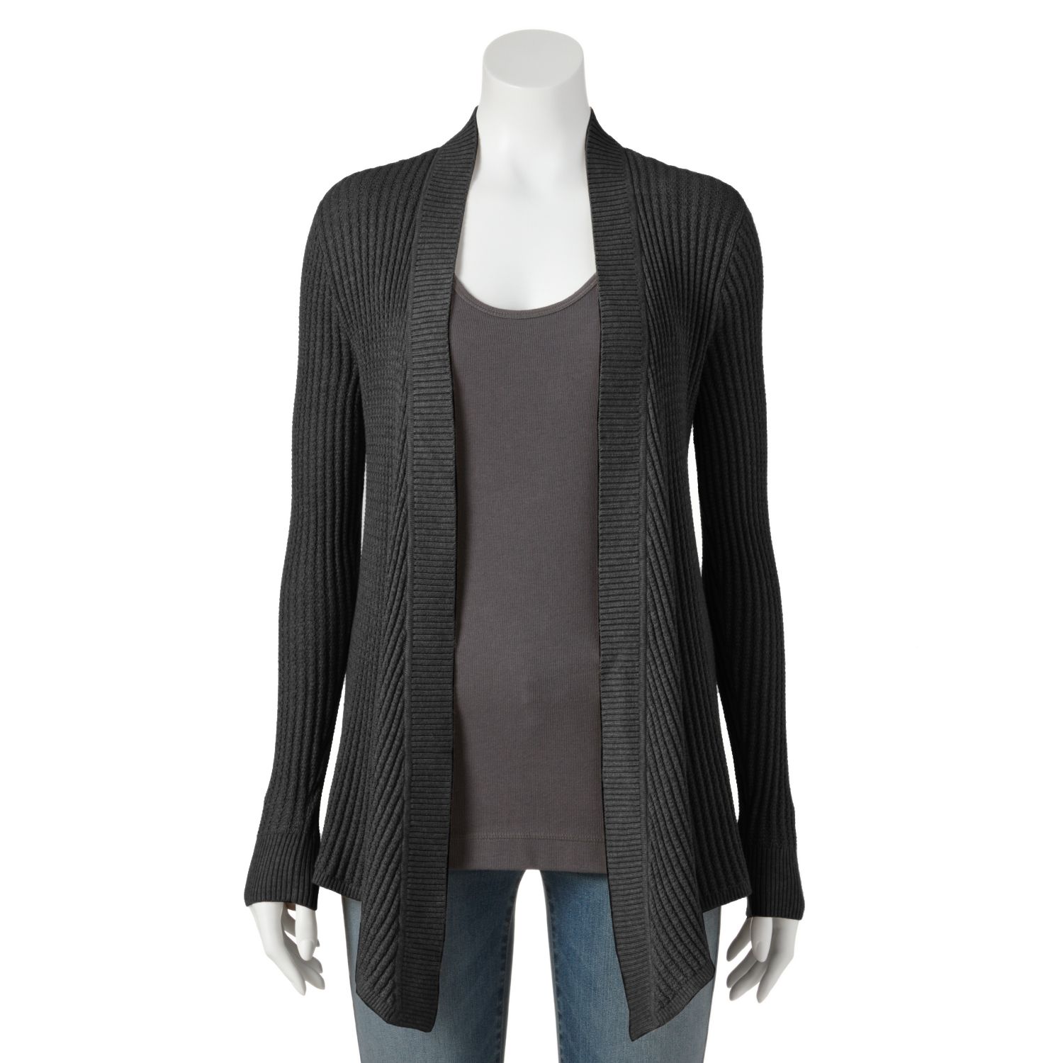 grey waffle cardigan