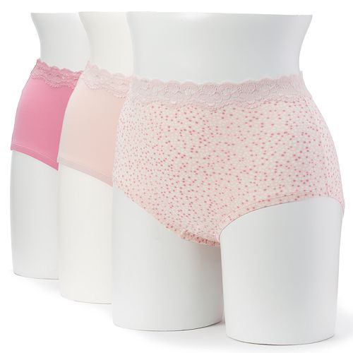 Olga Without a Stitch 3pk. LaceTrim Microfiber Briefs 23367J Women's