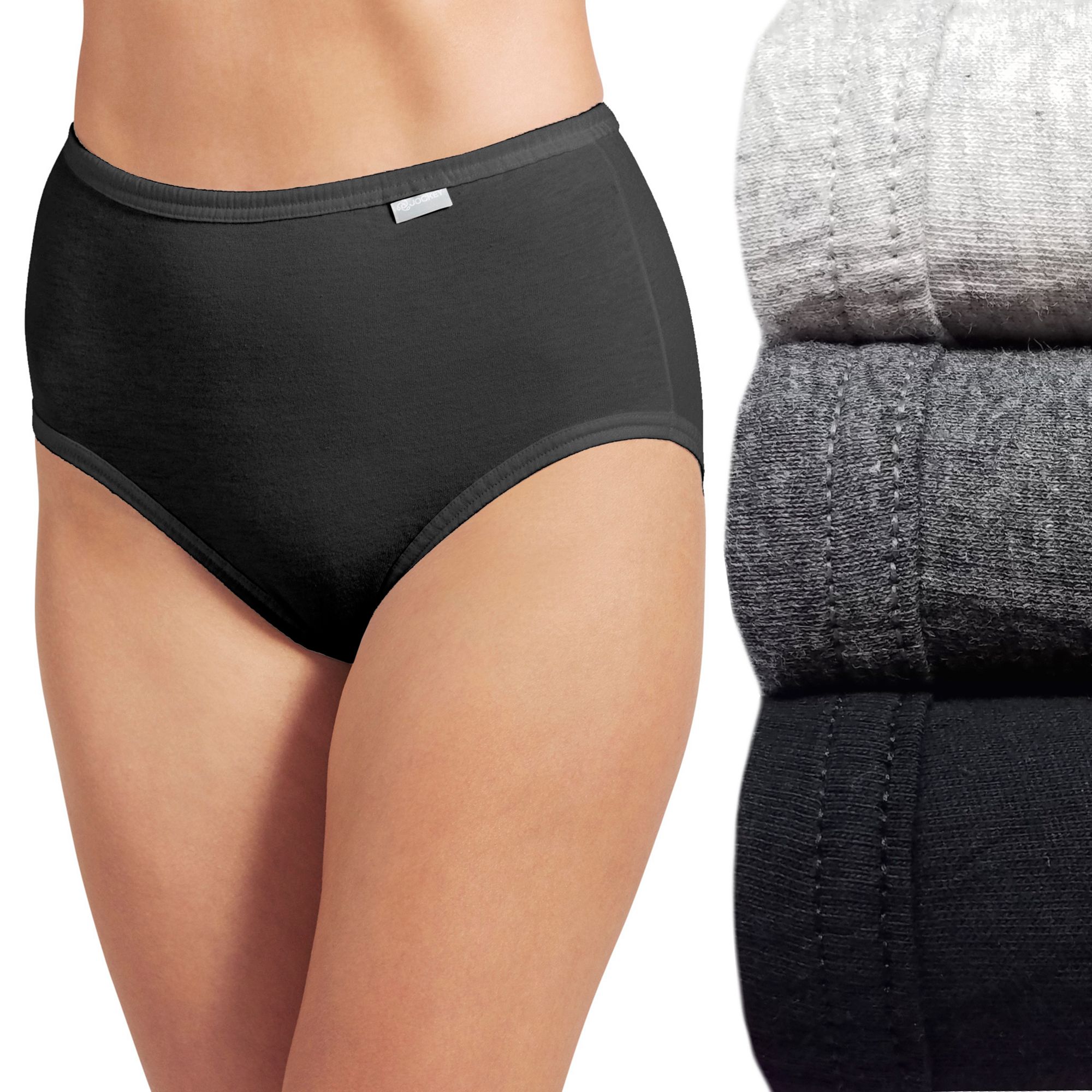 Womens Jockey® Elance 3-Pack Briefs Panty Set 1484, Size: 5, Gray Asst