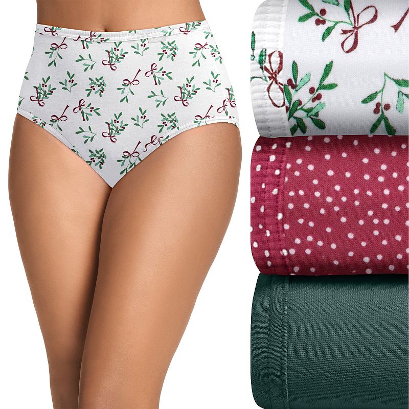 Women's Jockey® Elance 3-Pack Briefs Panty Set 1484, Size: 7, Mistletoe Team