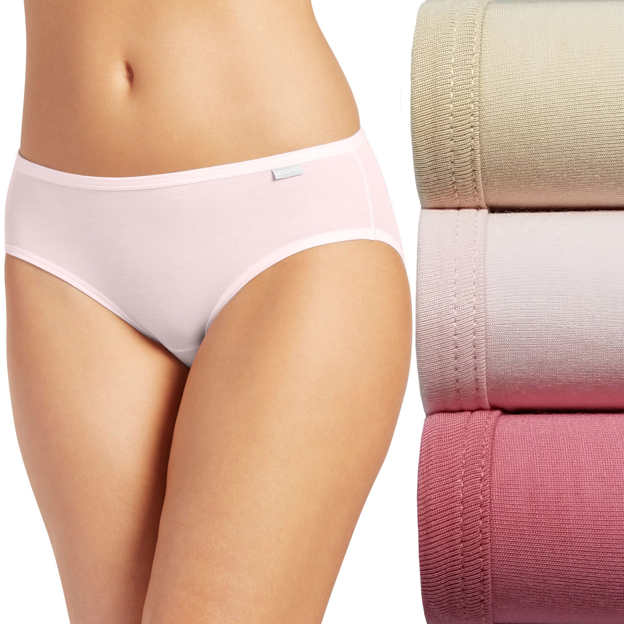 Womens Jockey® Supersoft 3-pk. Bikini Panty Set 2070, Size: 5, Pale Cosme
