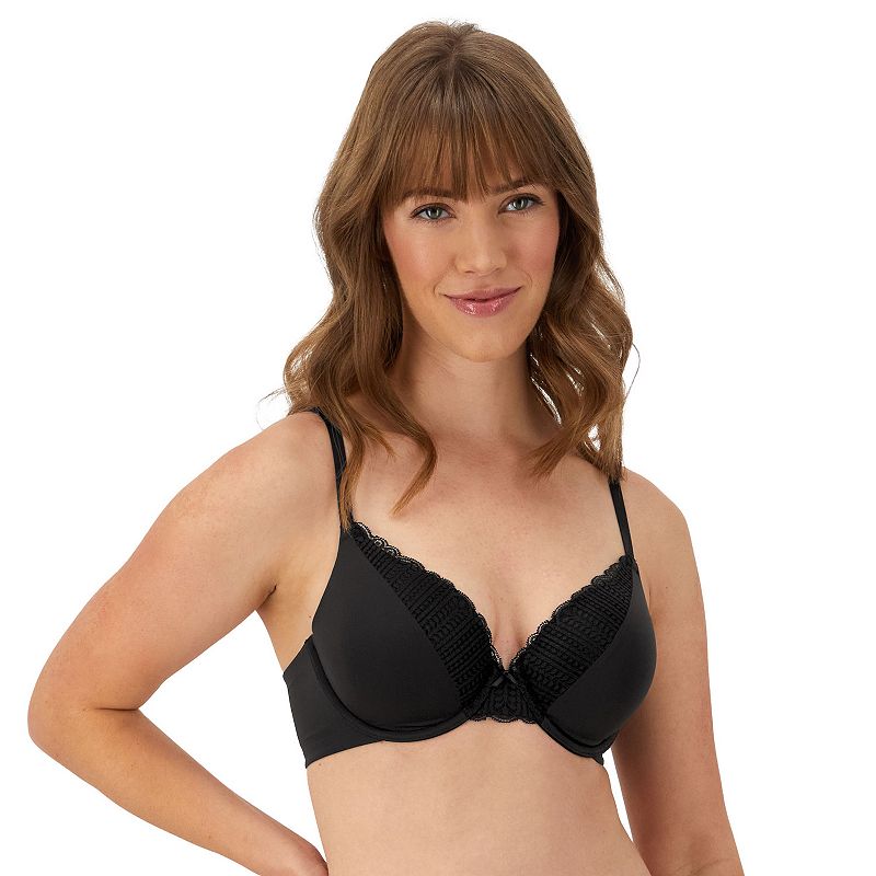 Maidenform Comfort Devotion Full Coverage Lace Trim Bra 9404, Women's, Size: 38 D, Black