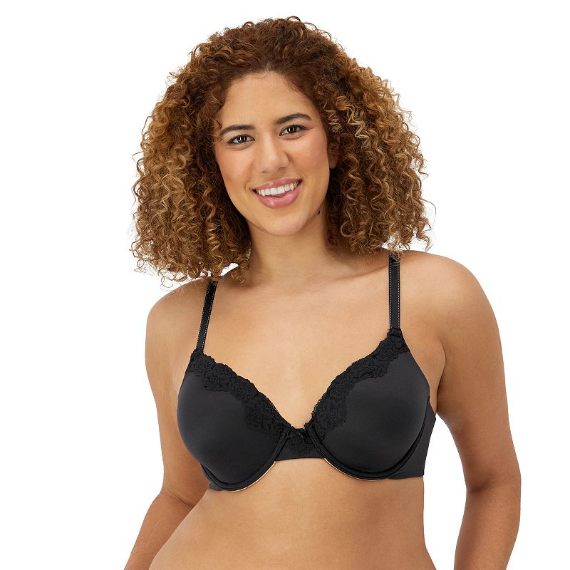 Maidenform Comfort Devotion Full Coverage Lace Trim Bra 9404, Women's, Size: 34 C, Black With Beige
