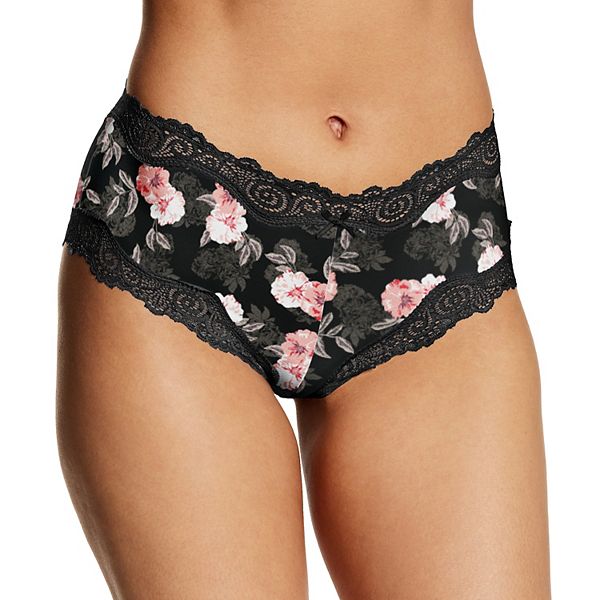 Maidenform Scalloped Lace Trim Cheeky Hipster Underwear 40837 - Oil Flower Black (5)