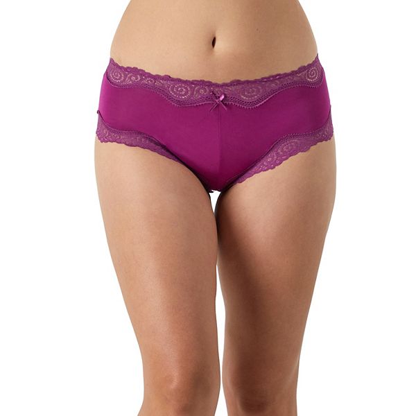 QTBIUQ Women'sLarge Underwear Medium High Waist Middle-Aged  Underwear(Wine,L)