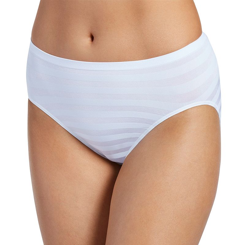 UPC 789375021437 product image for Women's Jockey Comfies Matte & Shine Seamless Hi-Cut Panty 1306, Size: 5, White | upcitemdb.com