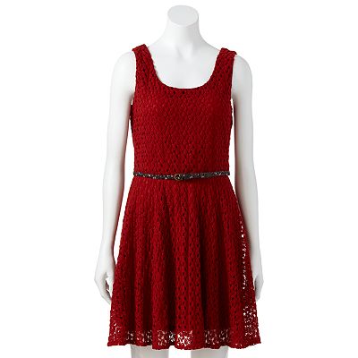 Juniors Lily Rose Lace Skater Dress