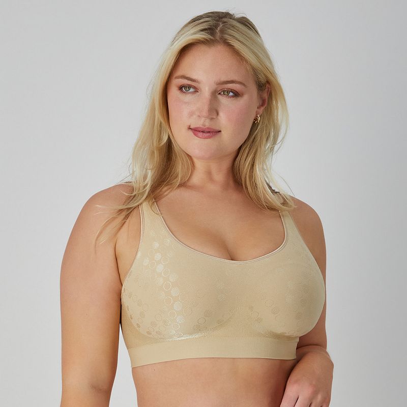 Bali Comfort Revolution Shaping Wireless Bra DF3488, Women's, Size: XL, Beige Dot Pattern