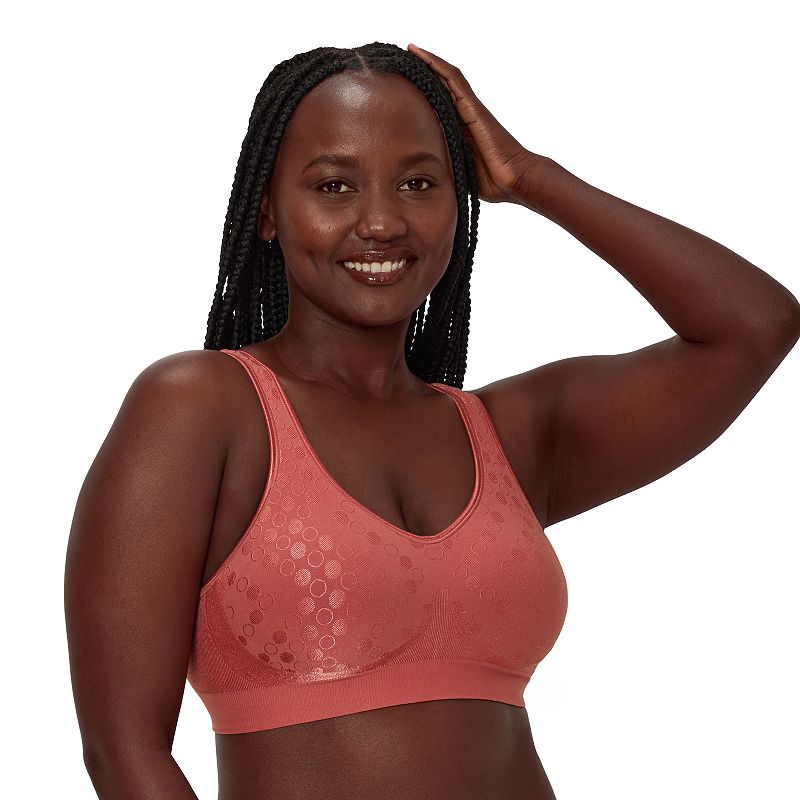 Bali Comfort Revolution Shaping Wireless Bra DF3488, Women's, Size: Large, Tea Pink Dot