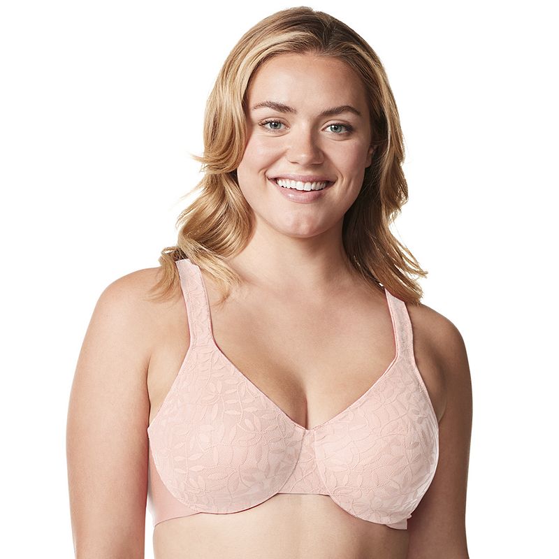 Olga® by Warner's® Sheer Leaves Lace Full-Figure Full-Coverage Minimizer Bra 35519, Women's, Size: 42 D, Rosewater