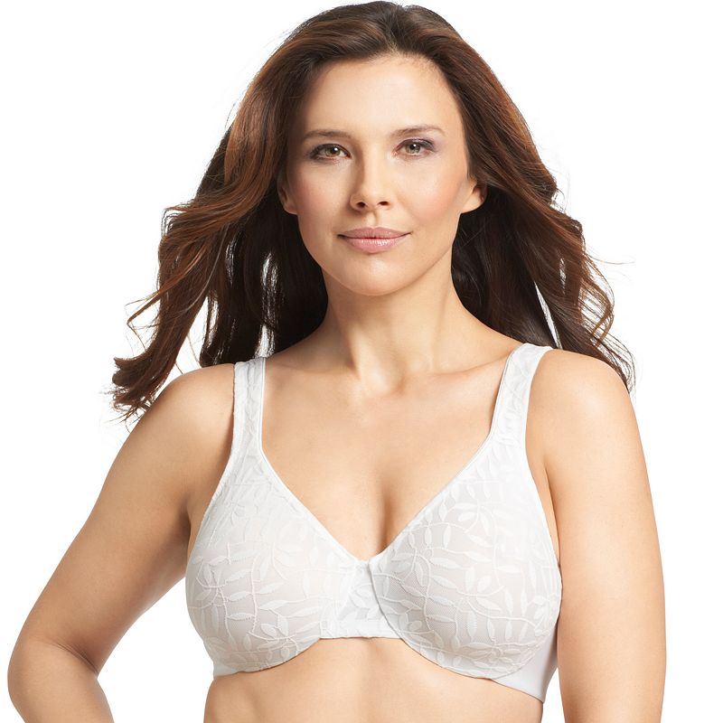 Olga® by Warner's® Sheer Leaves Lace Full-Figure Full-Coverage Minimizer Bra 35519, Women's, Size: 38 C, White