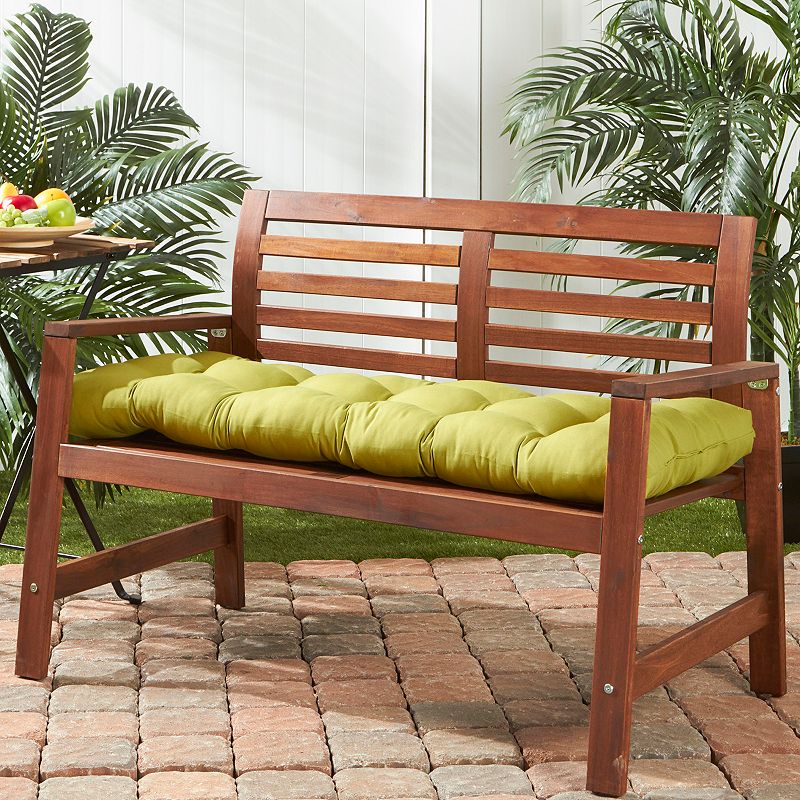 Greendale Home Fashions Kiwi Green 51 x 18 in. Outdoor Reversible Tufted Bench Cushion