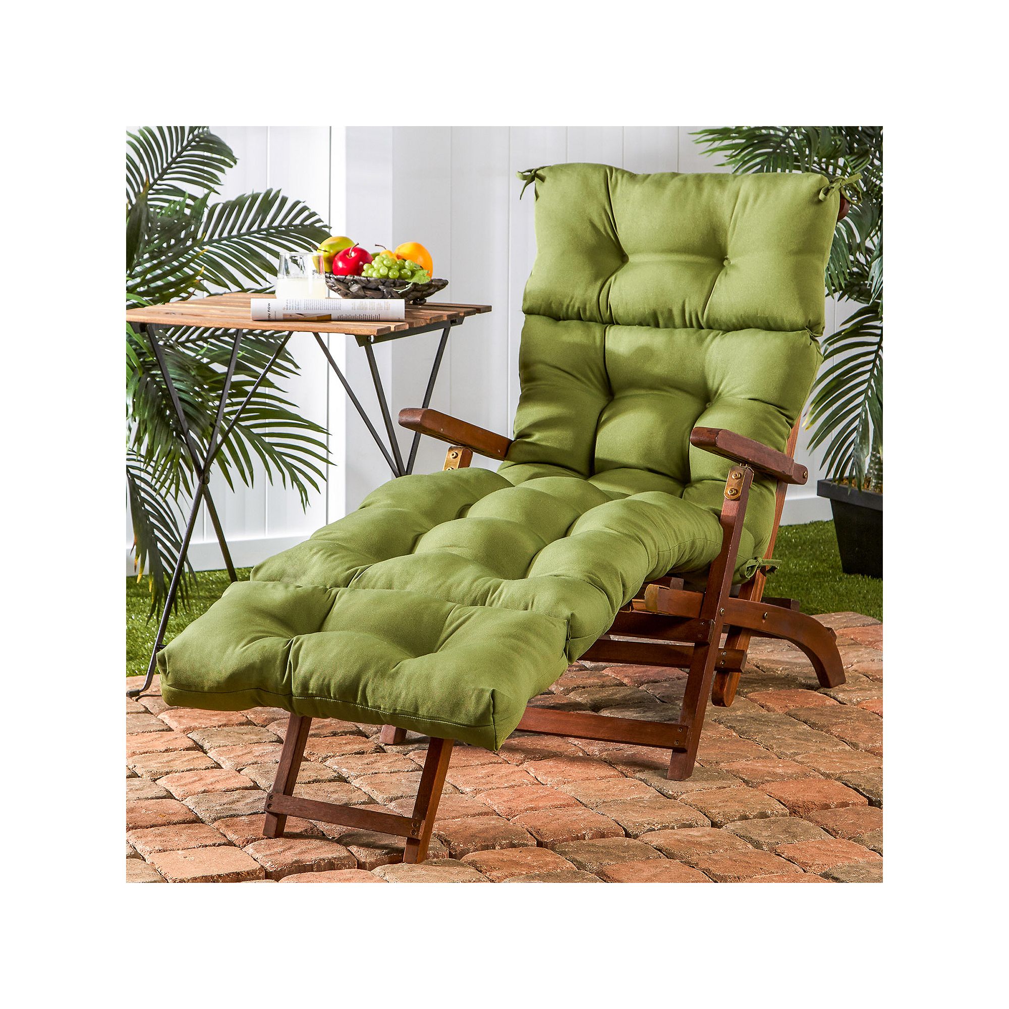 Greendale Home Fashions 72 Outdoor Chaise Lounger Cushion, Hunter Green