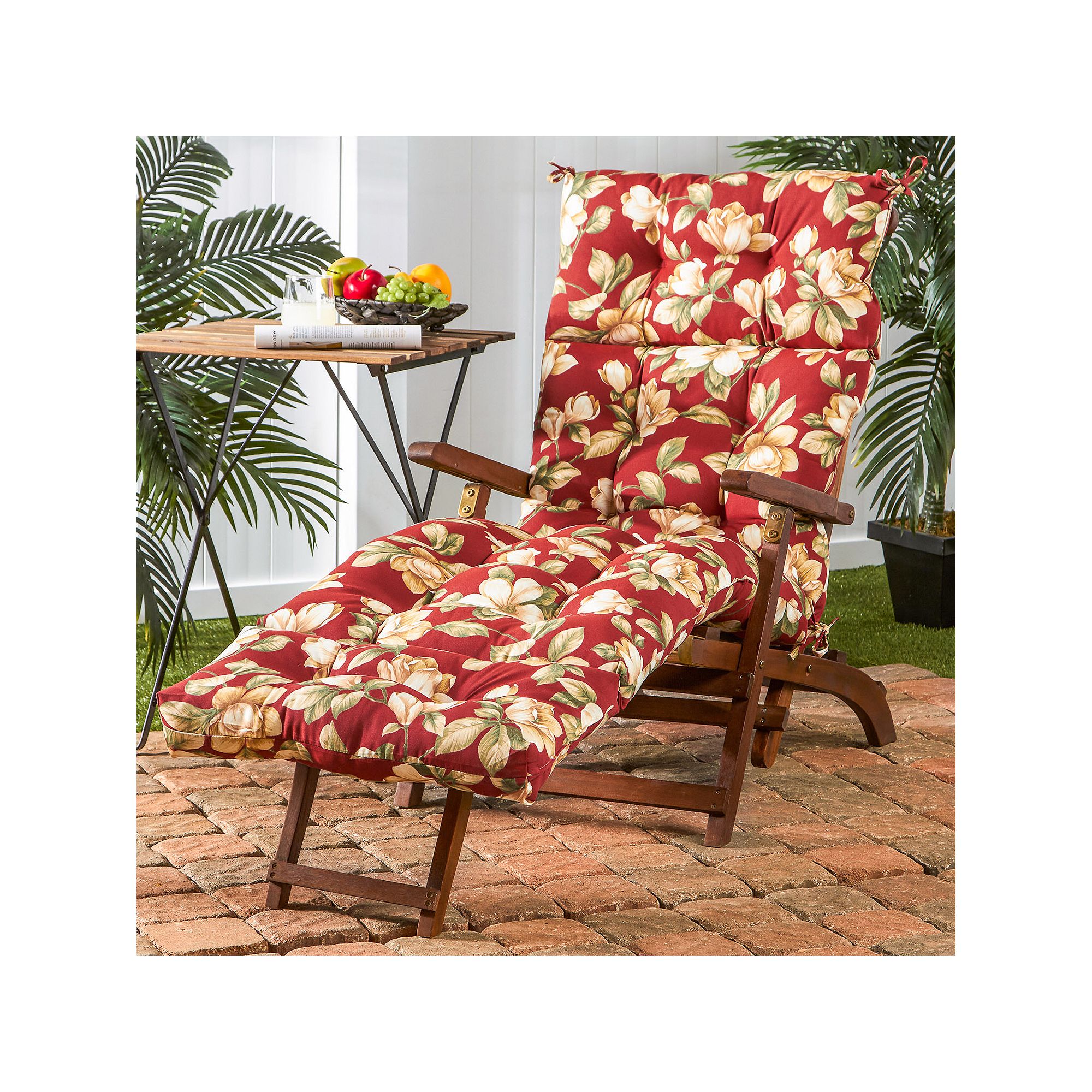 Greendale Home Fashions 72 Outdoor Chaise Lounger Cushion, Roma Floral