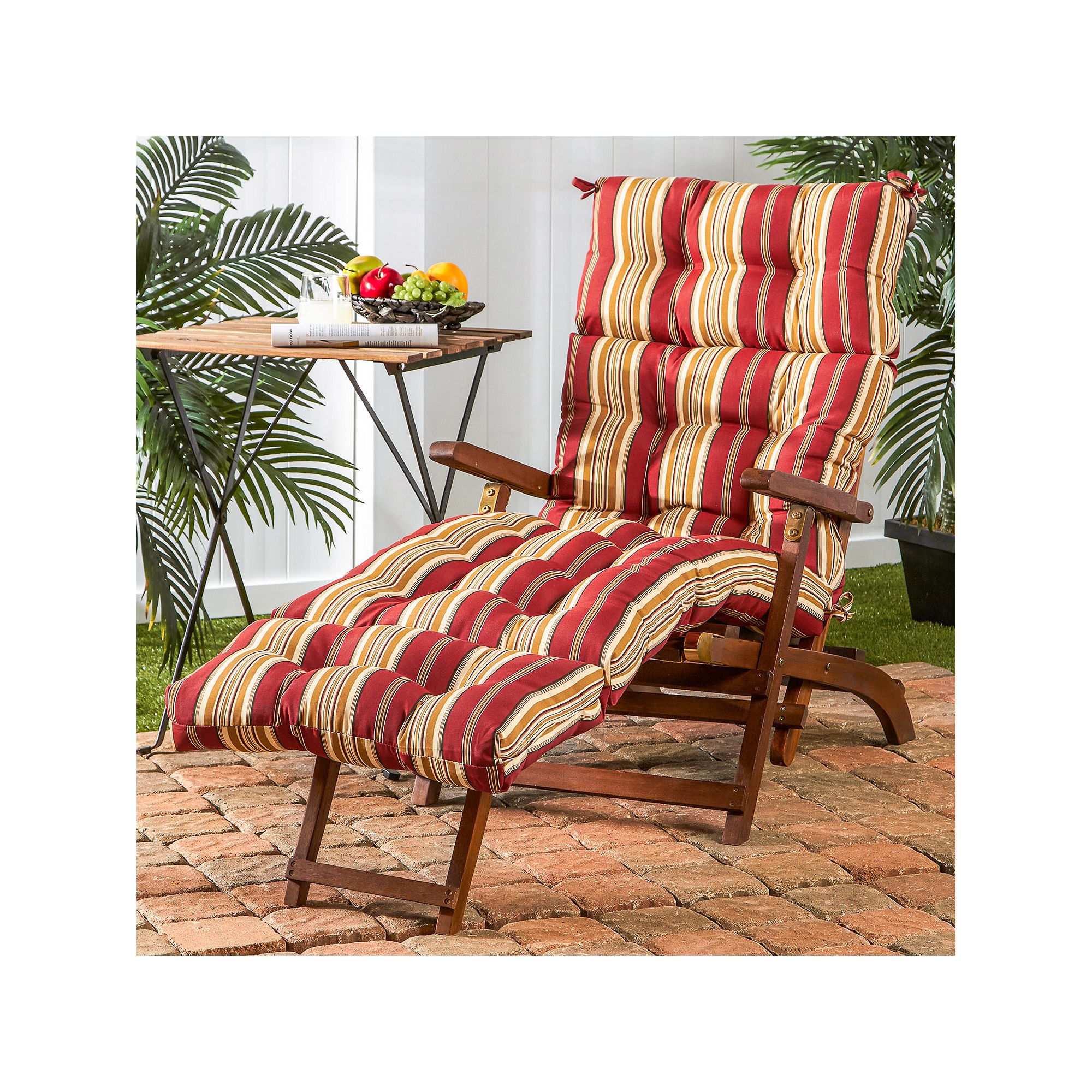Greendale Home Fashions 72 Outdoor Chaise Lounger Cushion, Roma Stripe