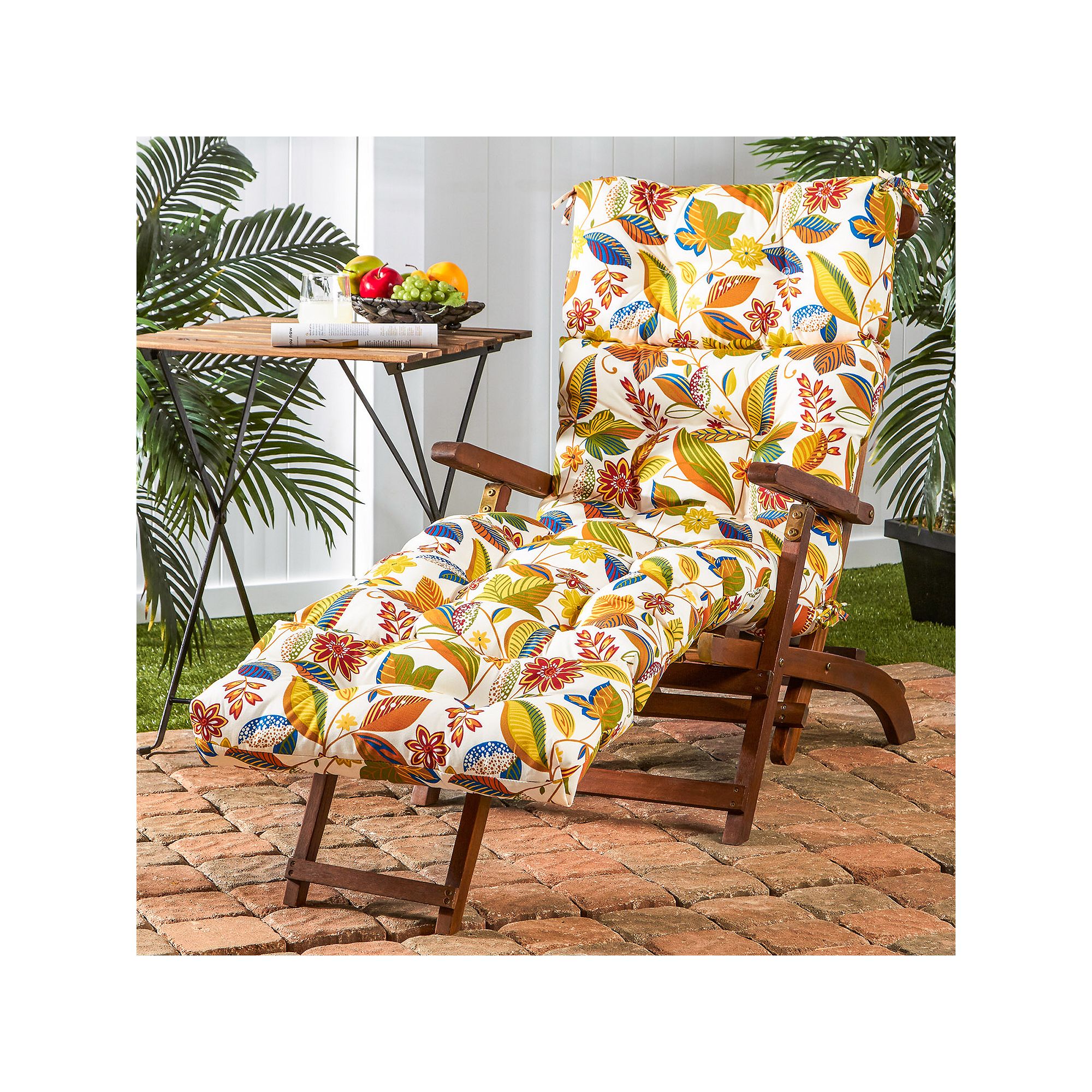 Greendale Home Fashions 72 Outdoor Chaise Lounger Cushion, Skyworks