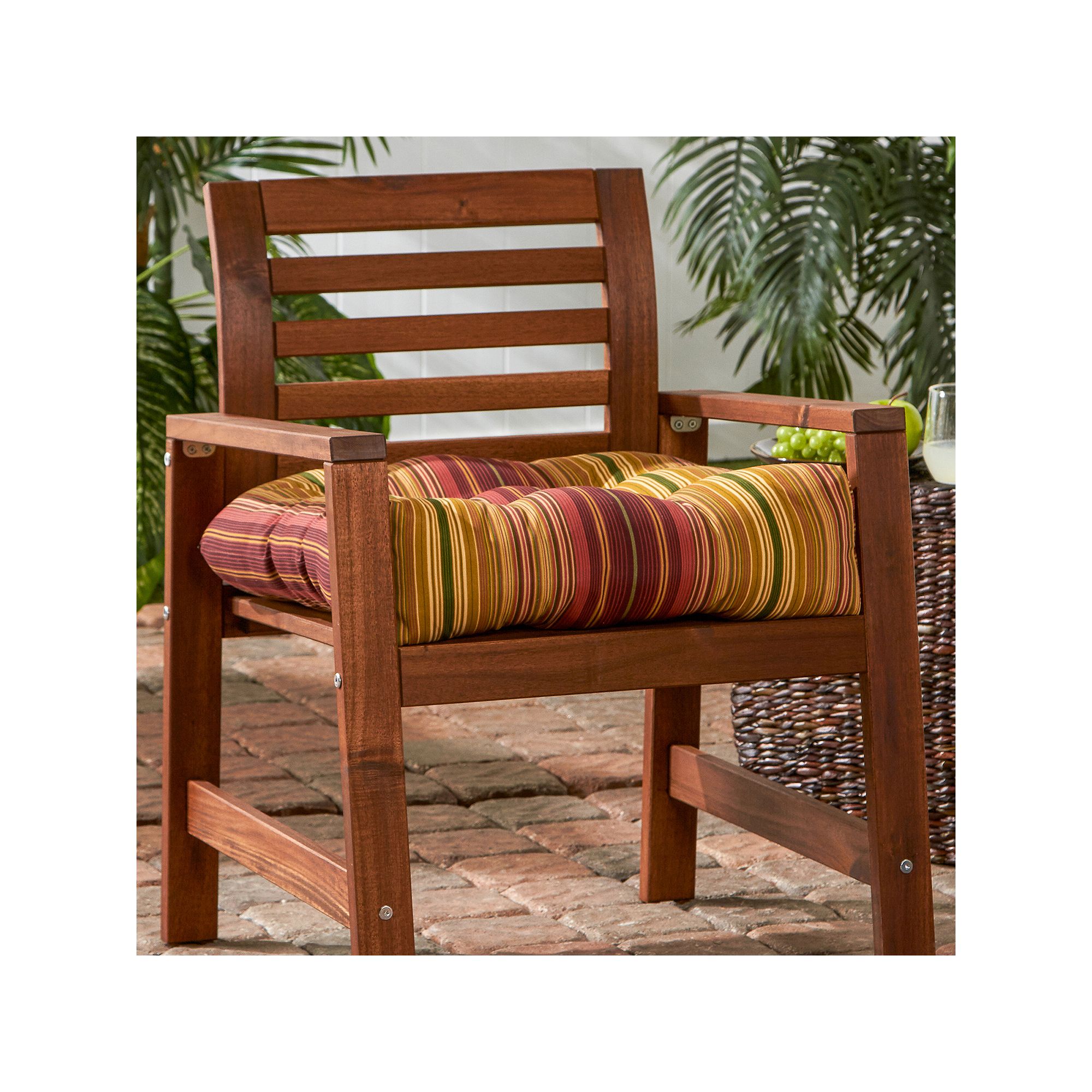 Greendale Home Fashions Outdoor Chair Cushion, Kinnabari Stripe