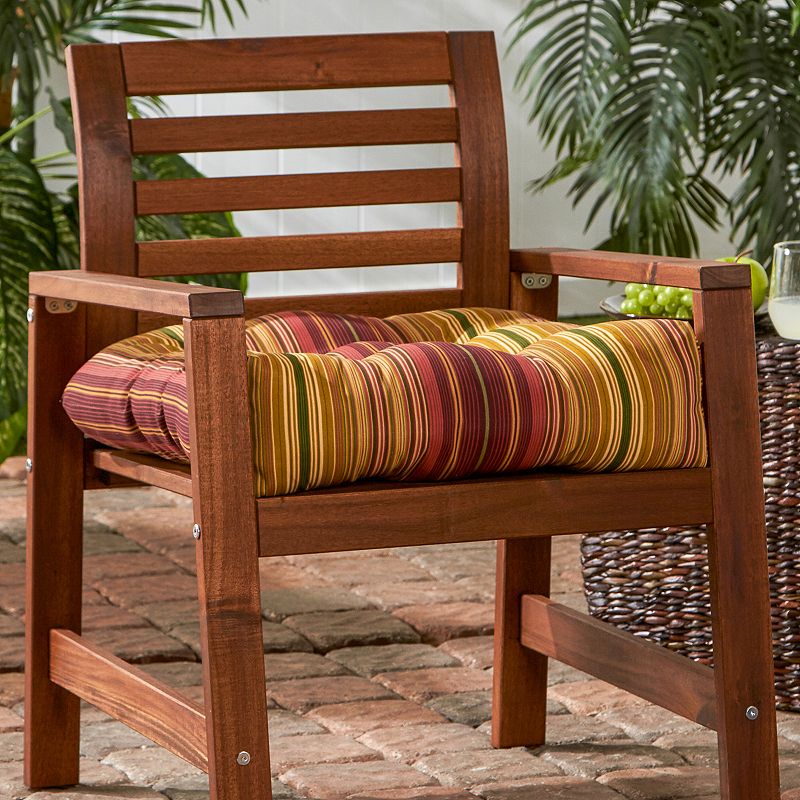 Greendale Home Fashions Outdoor Chair Cushion, Beig/Green, 20X20
